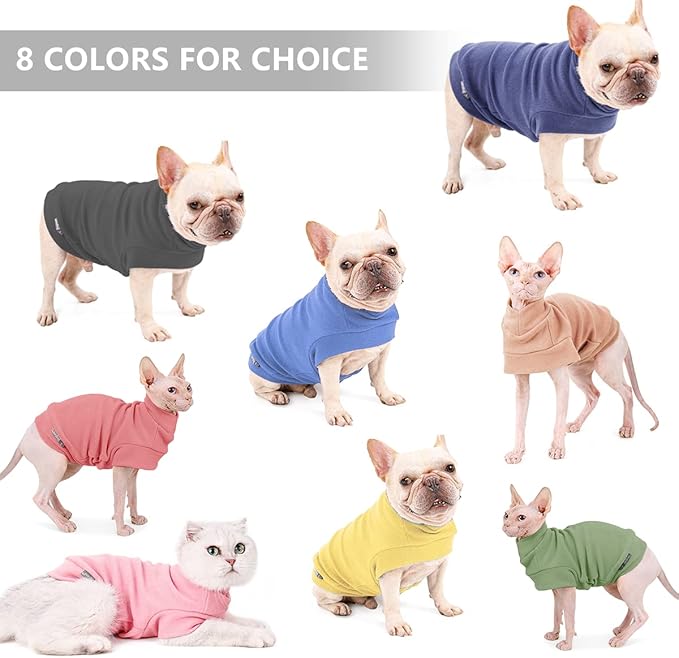 Small Dogs Fleece Dog Sweatshirt - Cold Weather Hoodies Spring Soft Vest Thickening Warm Cat Sweater Puppy Clothes Sweater Winter Sweatshirt Pet Pajamas for Small Dog Cat Puppy (Small, Yellow)