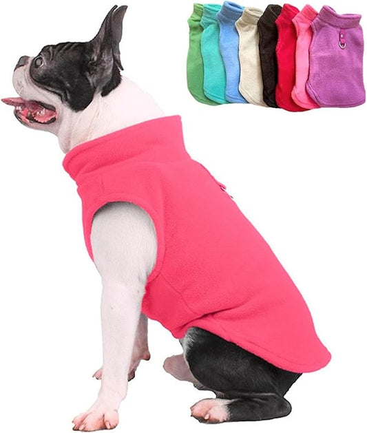 JACKO & CO - Fleece Vest Sweater with Leash Ring - Soft Lightweight Breathable for Puppies Small Medium Dogs, Kitten, Cats, Chihuahua - Warm for Fall/Autumn/Winter (Pink, XX-Large 25-35lbs)