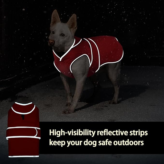 MIGOHI Reflective Waterproof Windproof Dog Coat - Warm Jacket Reversible Stormguard Winter Vest for Small to Large Dogs (Red, XXL)