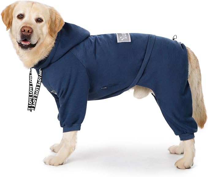 Dog Hoodies Winter Coat for Large Medium Dogs, Pullover 10 Legs Warm Coat Hooded Sweatshirt, Fleece Hoodie for Cold Weather (Dark Blue, 6X-Large)
