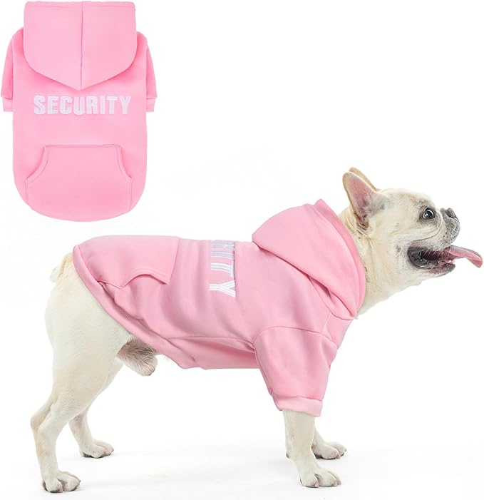 SCENEREAL Security Dog Hoodie Sweater for Large Medium Small Dogs, Embroidered Dog Clothes with Hat Pockets and Leash Hole, Soft Warm Fleece Pets Cold Weather Halloween Costumes for Boys Girls