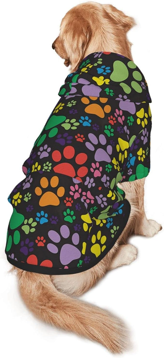 Colorful Dogprint Dog Hoodies，Dog Clothes with Pocket and Hat Winter Clothes Sweaters for Medium Large Dogs Girl Boy Pets' Clothes Outfits