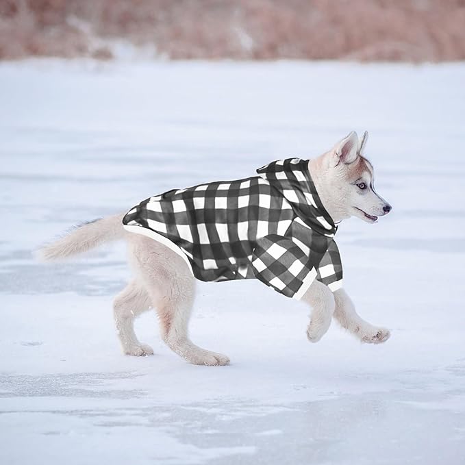 GreenJoy Plaid Dog Sweaters Hoodies Sweatshirts for Dogs Cats, Warm and Soft Cold Weater Coats for Christmas (Black, Large)