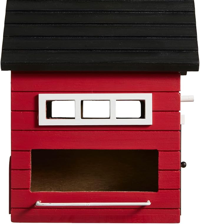 Glitzhome Wooden Bird Houses, Hand Painted Hanging Bird House for Outdoors,10.25" H Modern Functional and Decorative Outdoor Garden Birdhouse for Finch Bluebird Cardinals Swallow Wren Chickadee, Red