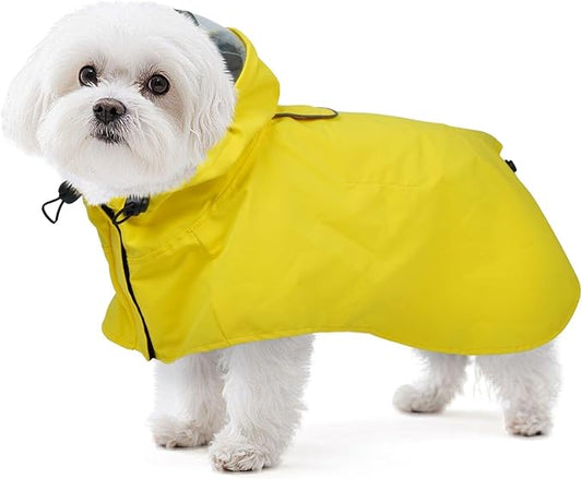 Dora Bridal Dog Raincoat for Small Dogs, Adjustable Clear Hooded Dog Rain Jacket, Waterproof Dogs Rain Coat Poncho with Reflective Strips for Chihuahua, Yorkshire Terrier, Maltese Yellow, S
