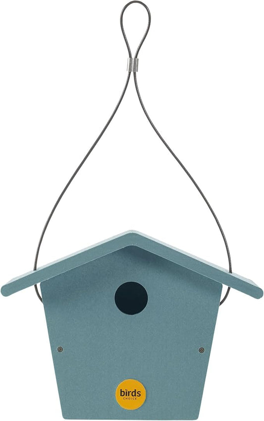 Birds Choice Hanging Bird House for Wrens & Chickadees Recycled Plastic Bird Houses for Outside Made in USA - Lake Blue
