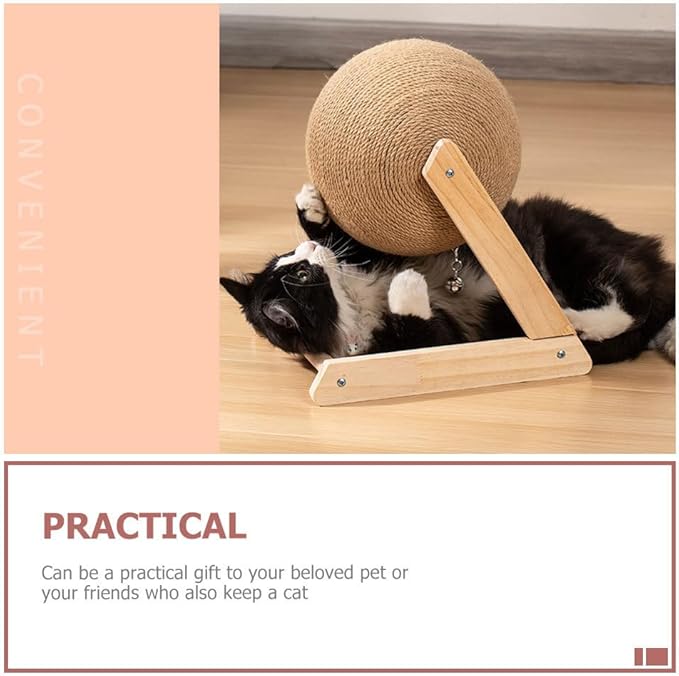 balacoo Cat Scratching Ball: Sisal Scratcher Toy, Interactive Grinding Claw Ball, Rotatable Exercise Wheel to Toy for Small Cats