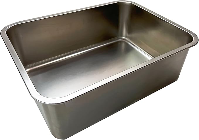 SUS304 Stainless Steel Food Grade 6" Deep Extra Large Cat Litter Box Corrosion Resistant Durable Pan 23.5" x 15.5" x 6"