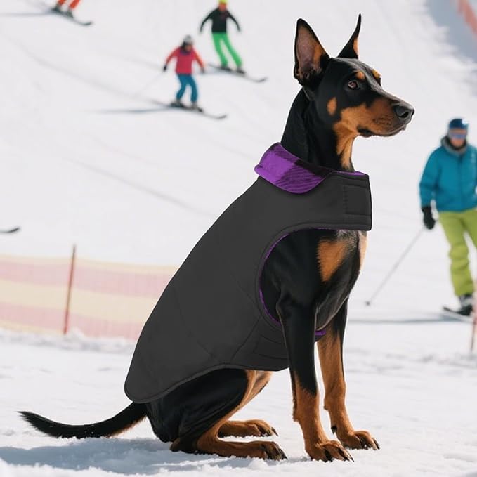 ASENKU Dog Jacket Plaid Reversible Reversible Dog Vest Waterproof Cold Winter Clothes Pet Apparel for Small Medium Large Dogs (3XL, Purple)