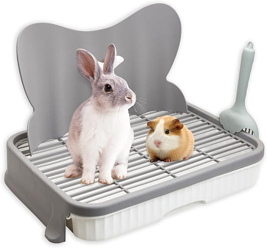 Fhiny Rabbit Litter Box with Drawer, Guinea Pig Litter Box for Cage Rectangular Small Animal Potty Trainer Bunny Corner Toilet for Rabbit Guinea Pig Chinchilla Ferret Hedgehog Easy to Clean