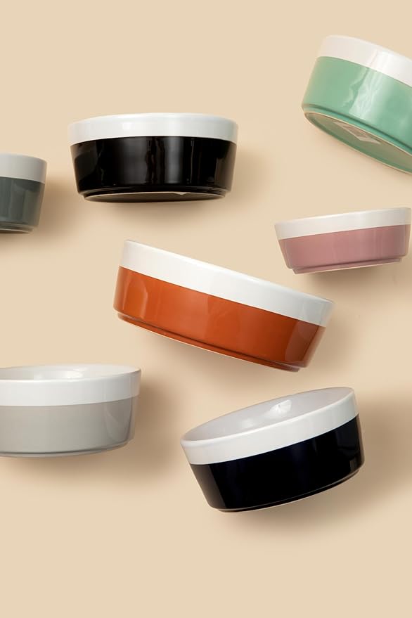 Waggo Dipper Ceramic Dog Bowl for Small and Large Breeds - Heavyweight and Durable Pet Food and Water Dish Crock, Dishwasher Safe, Modern (Large, Buttercream)