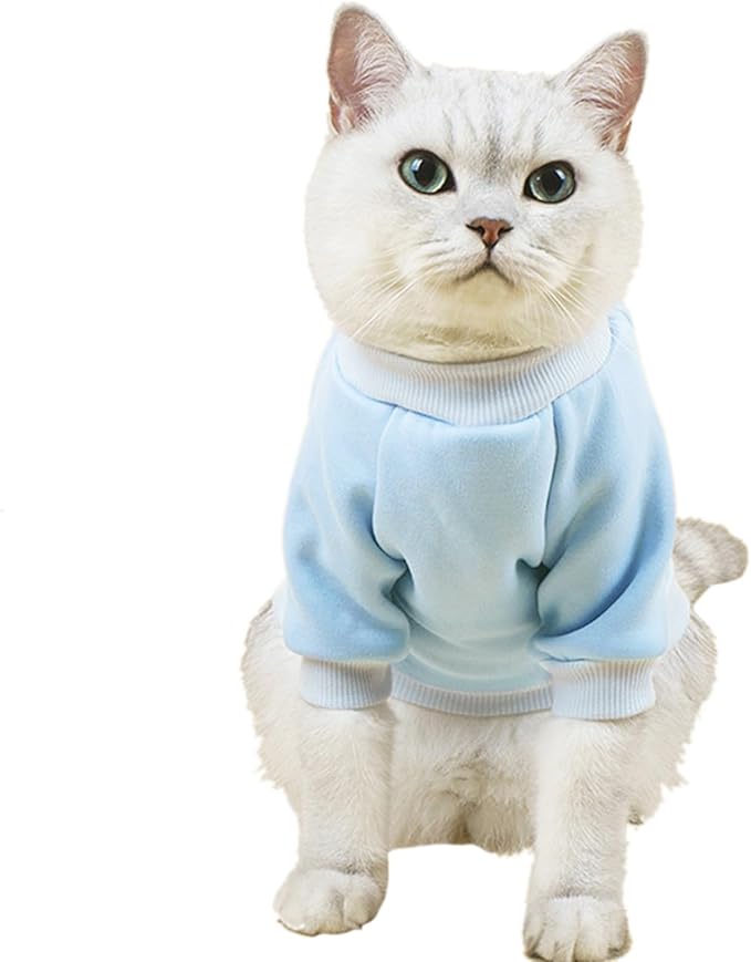 Puppy Sweater for Small Dogs Clothes Warm Winter Cat Clothe Pet Sweatshirt Knitwear Doggie Kitten Clothing, Light Blue, X-Large