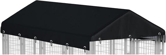 Replacement Outdoor Dog Kennel Cover 5'W x 10'L Made of 600D Waterproof Oxford Cloth- Black （Sold only Kennel Cover Without Frame）