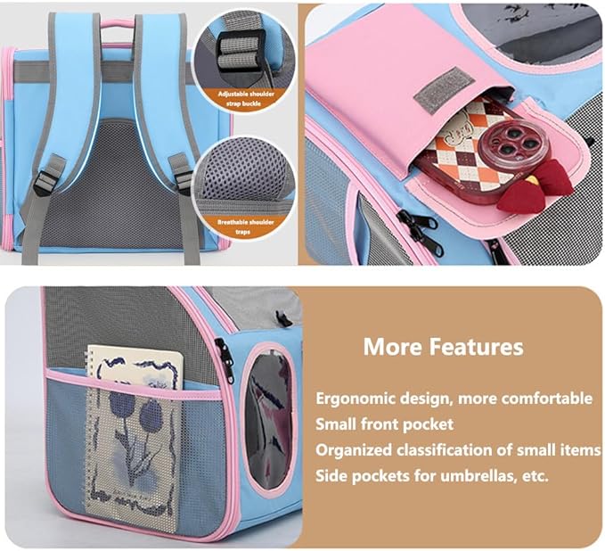 【See-Through Bubble Window】 Pet Carrier Backpack for Cats & Small Dogs | Bubble Backpack with Breathable Mesh | for Travel, Hiking, Camping & Outdoor | Hands-Free Pet Carrier for Animals Up to 15lbs