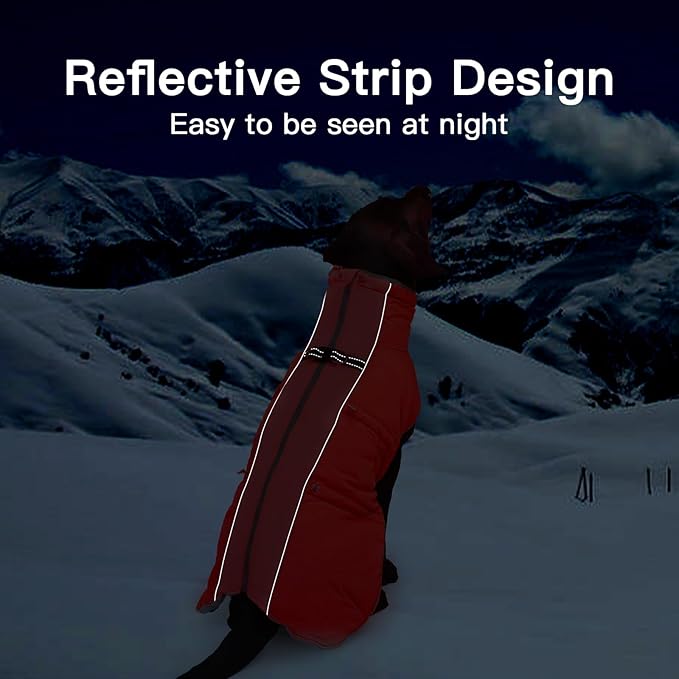 Small Dog Coat Dog Winter Jacket Warm Zip Up Snowsuit Dog Harness Vest Reflective Water-Resistant Dog Coat Dog Snow Jacket for Small Dogs Yorkie, Toy Poodle, Red