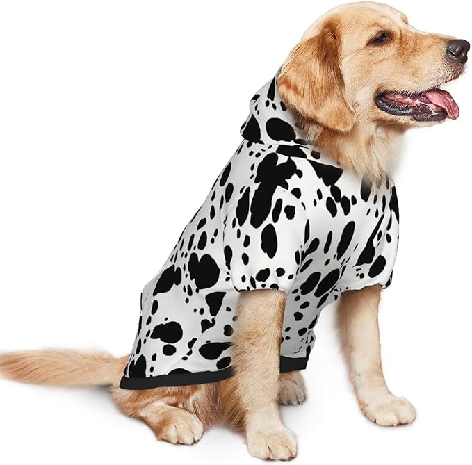 Cute Dalmatian Print Dog Hoodies，Dog Clothes with Pocket and Hat Winter Clothes Sweaters for Medium Large Dogs Girl Boy Pets' Clothes Outfits