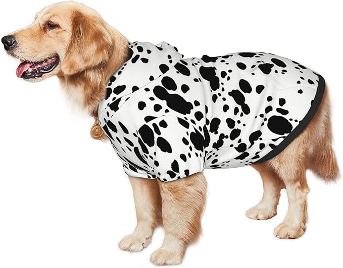 Cute Dalmatian Print Dog Hoodies，Dog Clothes with Pocket and Hat Winter Clothes Sweaters for Medium Large Dogs Girl Boy Pets' Clothes Outfits