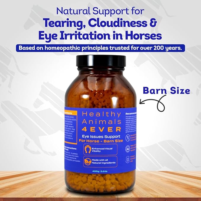 HA4E - Horse Eye Health Support - Maintains Normal Mineral Levels for Healthy Eyes - Highly Effective, Natural Homeopathic Supplement - Pellets, Barn Size (Extra Large)