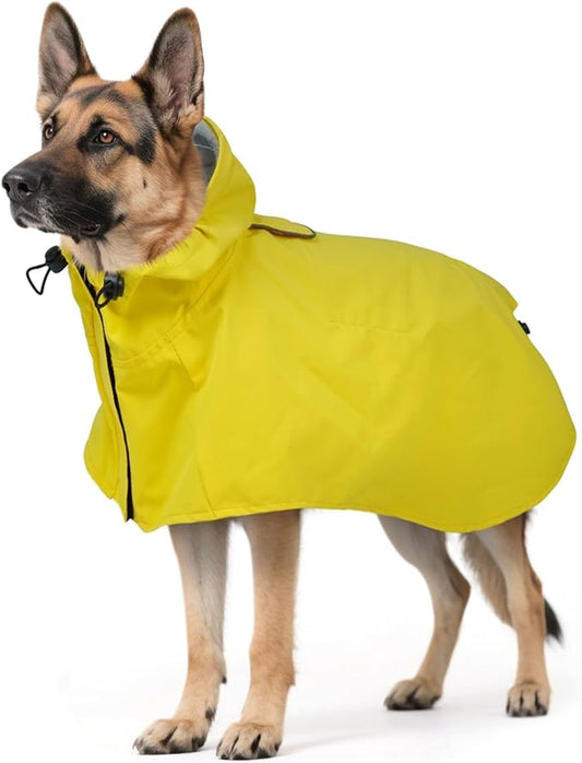 Dora Bridal Dog Raincoat for Large Dogs, Adjustable Clear Hooded Dog Rain Jacket, Waterproof Dogs Rain Coat Poncho with Reflective Strips for Labrador, Golden Retriever, German Shepherd, Yellow,2XL