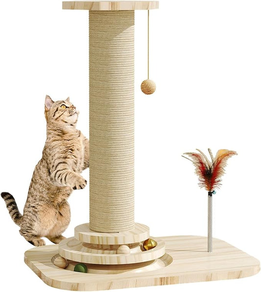 Cat Scratching Post, Scratching Post with Vertical Scratcher and Tracking Interactive Toy for Kittens