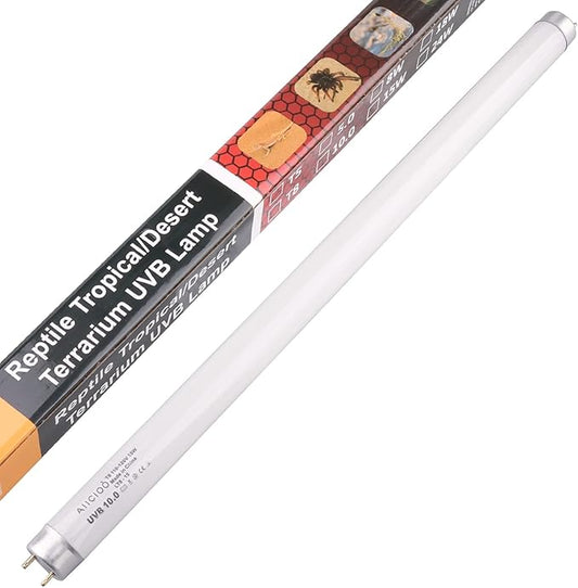 Aiicioo T8 UVB Reptile Light - 10.0 15W Reptile Fluorescent Light Bearded Dragon Desert UVB Bulb 18 inch 15 watt for Chameleon Tortoise Reptile and Amphibian