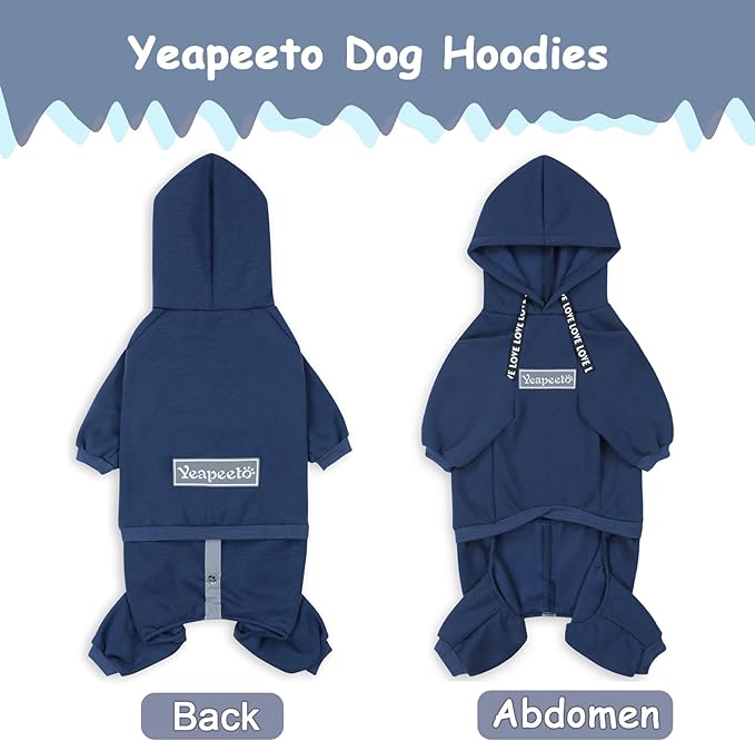 Dog Hoodies Winter Coat for Large Medium Dogs, Pullover 10 Legs Warm Coat Hooded Sweatshirt, Fleece Hoodie for Cold Weather (Dark Blue, 6X-Large)