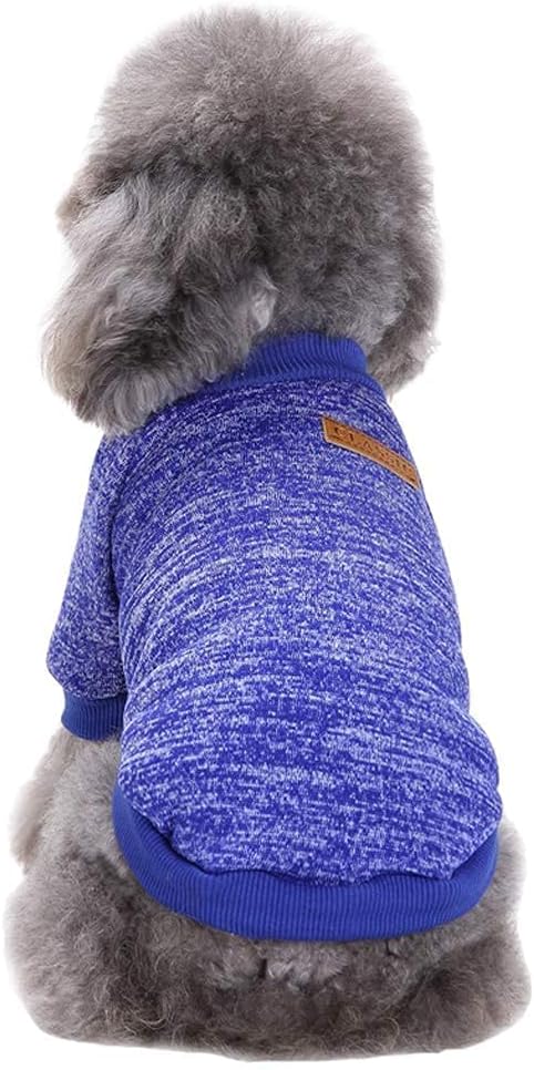 Jecikelon Dog Clothes Dogs Sweater Soft Puppies Clothing Winter Puppy Sweaters Warm Outfit for Dogs Small XXS XS Cat Apparel (Dark Blue, L)