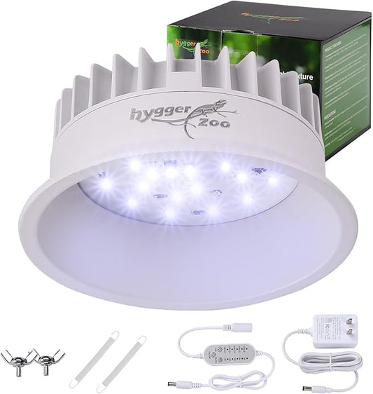 UVB Light for Reptiles, UVA UVB Reptile Light Fixture with Timer LED UVB Bulb for Bearded Dragon Gecko Turtle Chameleon Lizard Snake, Adjustable Brightness UVB Lamp for Reptile Tank Accessories, White