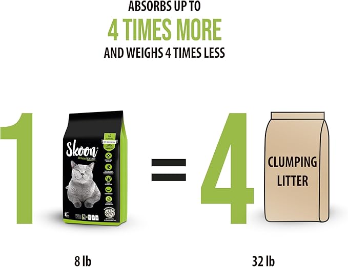 Skoon All Natural Cat Litter (2 Bags) - Original - Lightweight, Low Tracking, Non-Clumping Diatom Pebbles Absorb, Lock, and Seal Waste for Best Odor Control