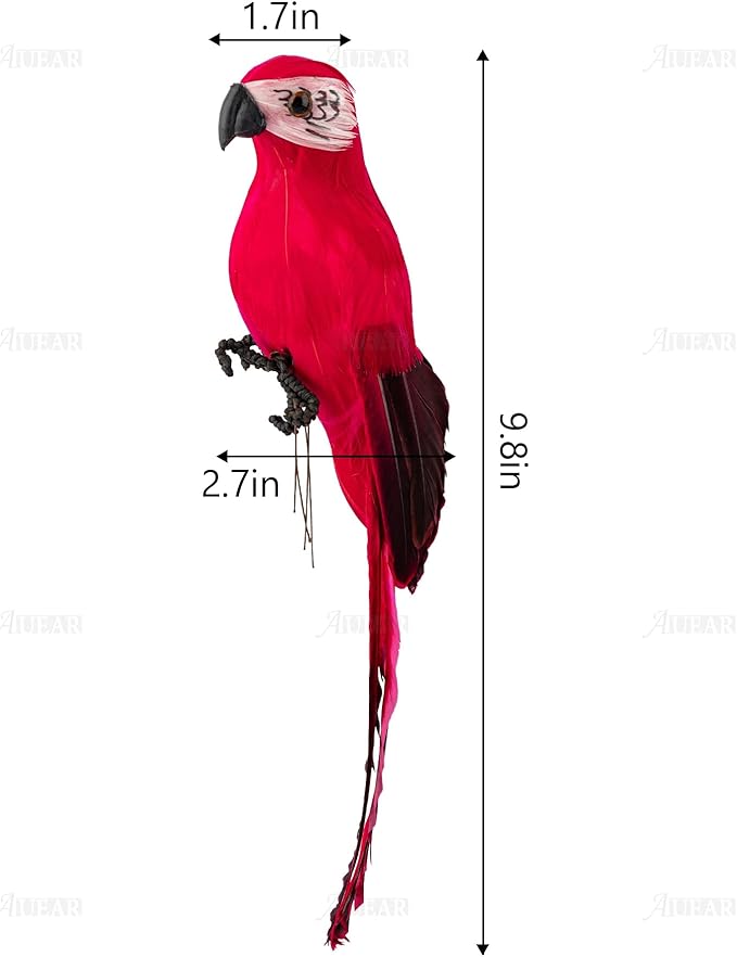 AUEAR, 9.8 Inch Red Artificial Birds Realistic Parrot Decor Model for Decoration Craft