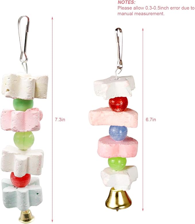 3Packs Parrot Chewing Toy Beak Trimmer Calcium Stone with BellParrot for Cockatiel Conure African Grey Amazon Parrots Parakeet Cockatiel Bird (Style-2)
