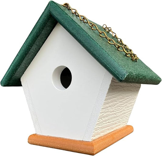 HomePro Garden Hanging Wren House: Forest Green Poly Lumber Bird House for Outdoors
