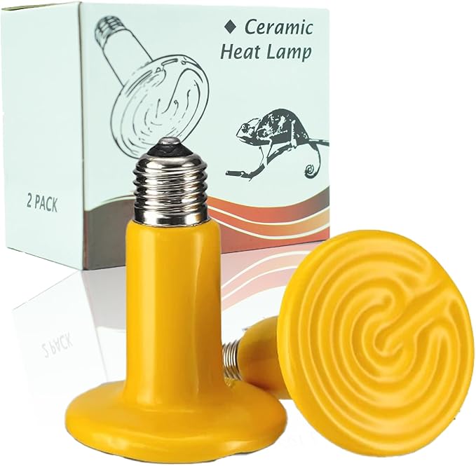JZNCHP-Reptile Heat lamp-Ceramic Heat emitter-Bearded Dragon Tank Accessories 150W Yellow Infrared Bulb Emitter Lamp for Pet Heat lamp for Chickens(2-Pack)