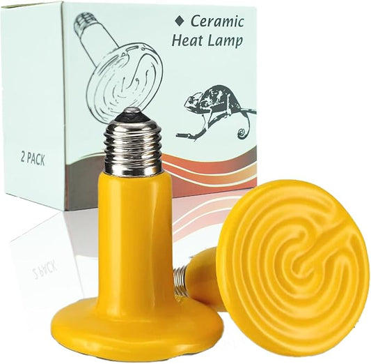 JZNCHP-Reptile Heat lamp-Ceramic Heat emitter-Bearded Dragon Tank Accessories 150W Yellow Infrared Bulb Emitter Lamp for Pet Heat lamp for Chickens(2-Pack)
