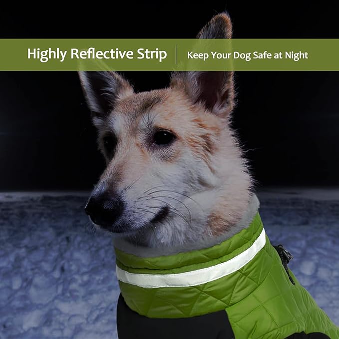 Lelepet Dog Coat Warm Dog Winter Coat Waterproof Dogs Jacket with Harness Built in Reflective Pet Fleece Vest Zip-Up Cold Weather Coats for Large Dogs Turtleneck & Windproof Coats Boxer Lime XL