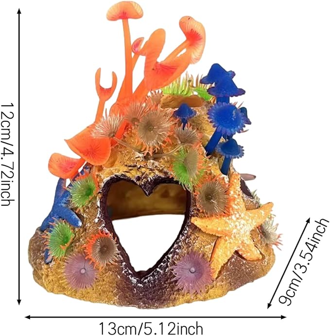 Colourful Coral Cave Fish Tank Rock Decor - Resin Aquarium Plant Ornament for Betta Fish, Shrimp, and Goldfish Tanks (color2)