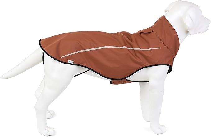 Mile High Life Dog Raincoat, Adjustable Waterproof Reflective Rain Jacket for Small Medium Large Dogs, Lightweight Breathable Pet Rain Coat with Leash Hole(Brown,XXS Chest 16-19")