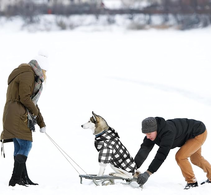 GreenJoy Plaid Dog Sweaters Hoodies Sweatshirts for Dogs Cats, Warm and Soft Cold Weater Coats for Christmas (Black, Large)