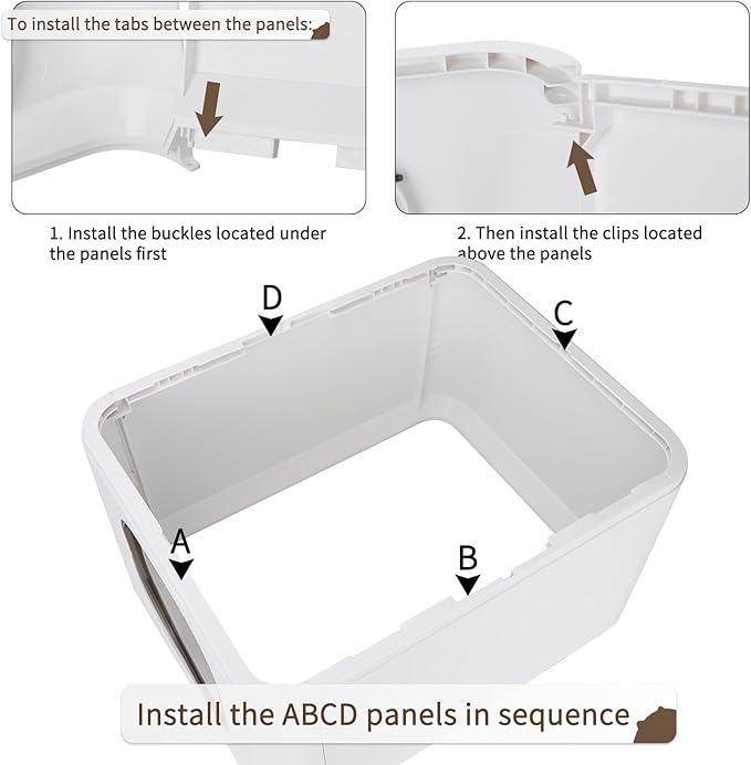 RIZZARI Large Enclosed Cat Litter Box : Covered Leak-Proof Reduces Odor - for Indoor Use Cat Owners (Light Gray)