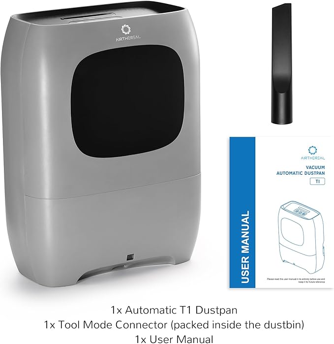 AIRTHEREAL T1 Touchless Vacuum Automatic Dustpan with 2 Operation Modes - Ultra Fast & Powerful Corded Canister Vacuum for Sweeping Salon, Pet Hair, Food, Dirt, Kitchen, 20Kpa 1500 Watt Max Suction