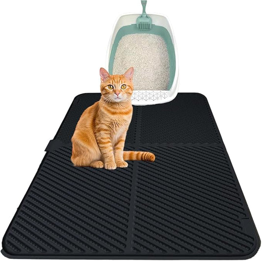 Silicone Cat Litter Mat, Scratch-Resistant Litter Trapping Mat, Waterproof & Non-Slip Litter Box Mat, Highly Effective for Collecting Litter, Easy to Clean for Indoor Use