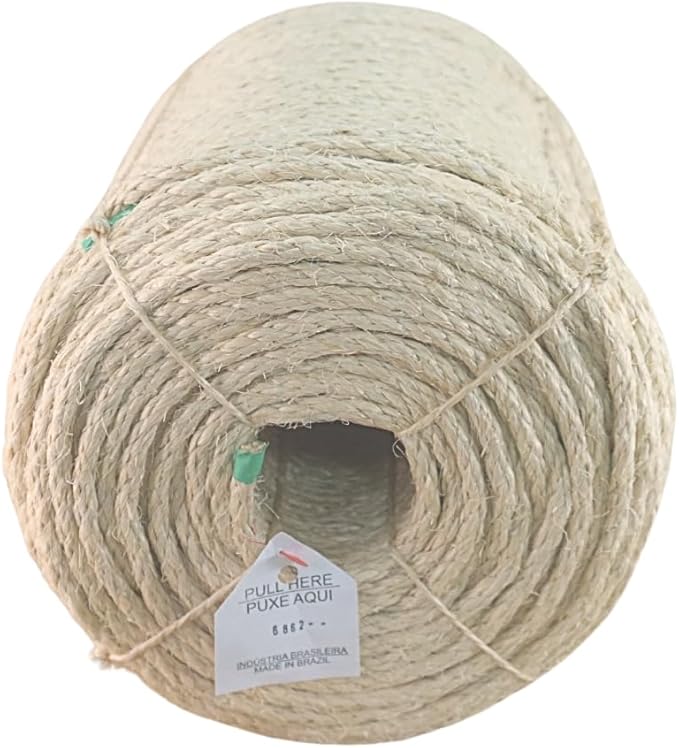 Premium Brazilian Sisal Rope, Natural Fiber 100% Sisal, Ultra Durable, Chemical-Free, Ideal for DIY, Cats, Scratching Post Replacement, Home Decor, Garden, Crafting (5/16” 600 ft / 8mm 180m)