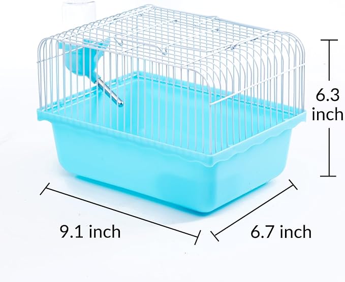 Small Hamster Cage, Hamster Travel Carrier, Travel Cage, Portable, Hand-held, Breathable, Easy to Clean Carry, for Short Trip, Visit to The Pet Clinic, for Small Size Hamsters, Blue