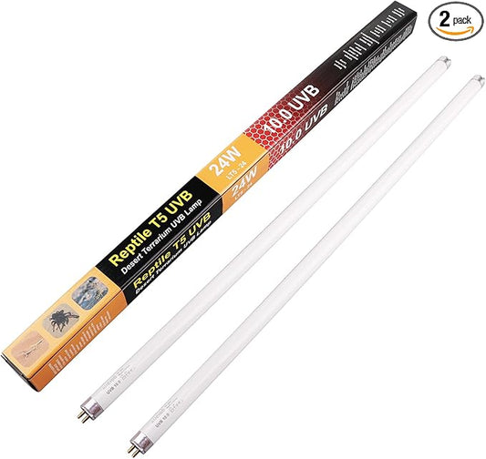 Aiicioo 2 Pack T5 HO 10.0 Reptile UVB Light 24W - Desert 22" UVA UVB Fluorescent Lamp Tube UVB Lighting Bulb for Tortoises Lizard Bearded Dragon Chameleon Turtles