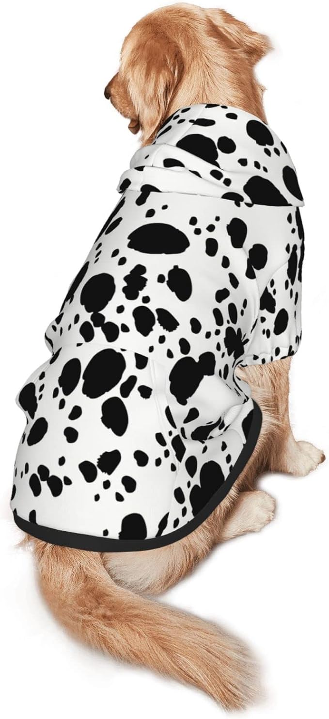 Cute Dalmatian Print Dog Hoodies，Dog Clothes with Pocket and Hat Winter Clothes Sweaters for Medium Large Dogs Girl Boy Pets' Clothes Outfits