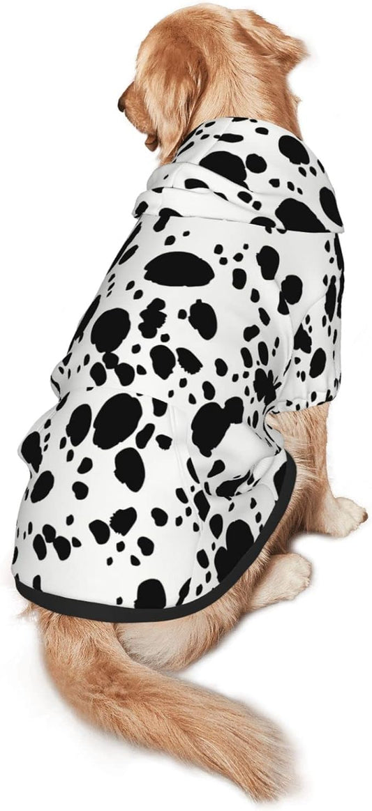 Cute Dalmatian Print Dog Hoodies，Dog Clothes with Pocket and Hat Winter Clothes Sweaters for Medium Large Dogs Girl Boy Pets' Clothes Outfits
