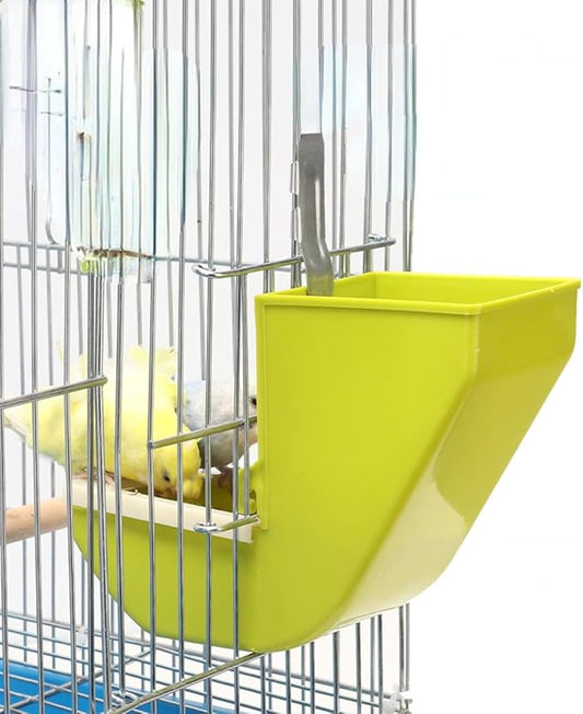 Bird Cage Feeder Tipping, Parrot Food Container Feeding Station Foraging Cage Accessories Suitable for Parrot Cockatoo Canary Lovebird