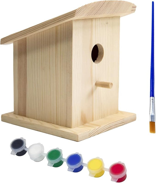 Berfutall-DIY Wooden Bird House for Outdoor, Wild Bird Feeder, Hanging Birdhouse,Perfect for Cardinals, Bluebirds, and More. (E)