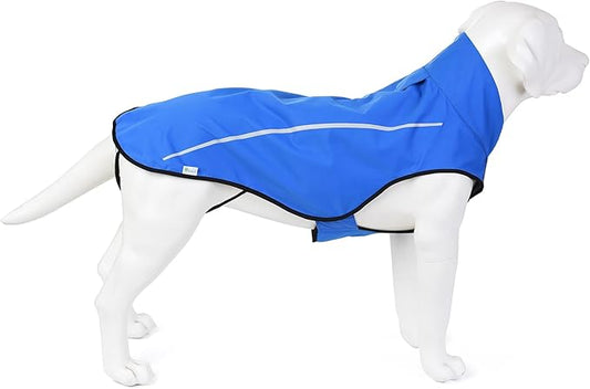 Mile High Life Dog Raincoat, Adjustable Waterproof Reflective Rain Jacket for Small Medium Large Dogs, Lightweight Breathable Pet Rain Coat with Leash Hole(Blue,L Chest 32-40")