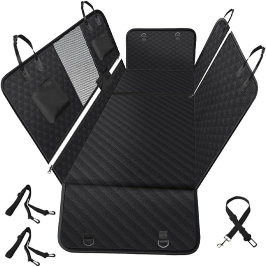 Vailge 6 in 1 Car Seat Cover for Back Seat, 60/40 Split, 100% Waterproof with Mesh Window, Scratch Prevent Anti-slip Dog Hammock, Standard